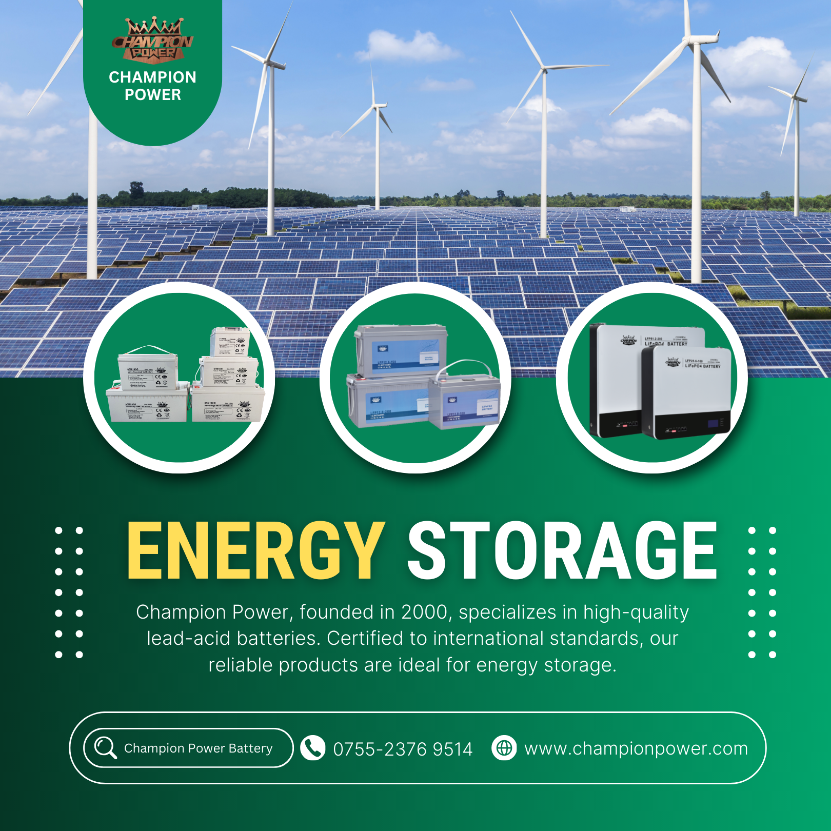 Power de champion | Votre expert de batterie de stockage d'énergie de confiance